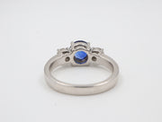 14K 1.33S .46DTW Sapphire & Diamond 3 Stone Ring Prong Set