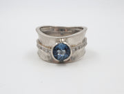 Handmade Plat 1.61CT Sapphire In Diamond Pave Wave Band 11MM Wide .33DTW - Estate