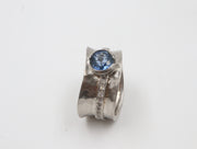 Handmade Plat 1.61CT Sapphire In Diamond Pave Wave Band 11MM Wide .33DTW - Estate