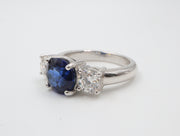 14K 2.71S .80CTW Three Stone Sapphire & Diamond Ring