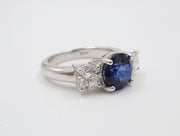 14K 2.71S .80CTW Three Stone Sapphire & Diamond Ring