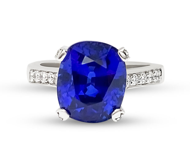 9.02 Carat Blue Sapphire and Diamond Ring in Platinum
