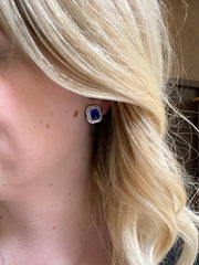 6.24 Carat Sapphire and Diamond Earrings in Platinum