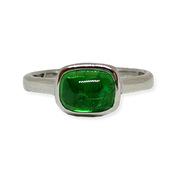 Green Tsavorite Bezel Solitaire Ring