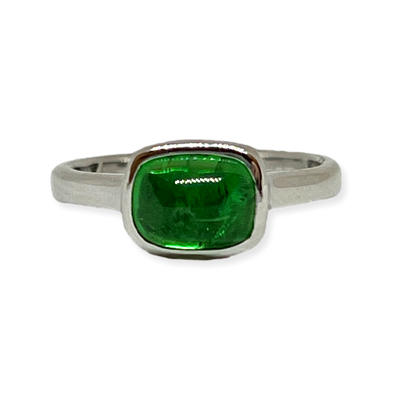 Green Tsavorite Bezel Solitaire Ring