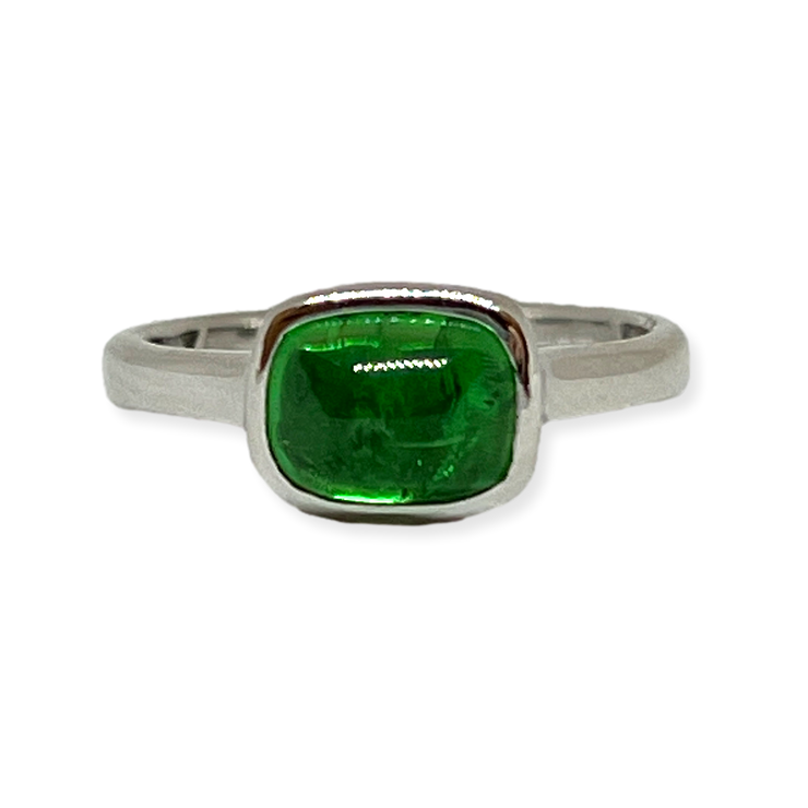 Green Tsavorite Bezel Solitaire Ring