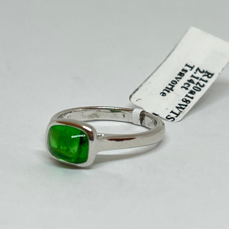 Green Tsavorite Bezel Solitaire Ring