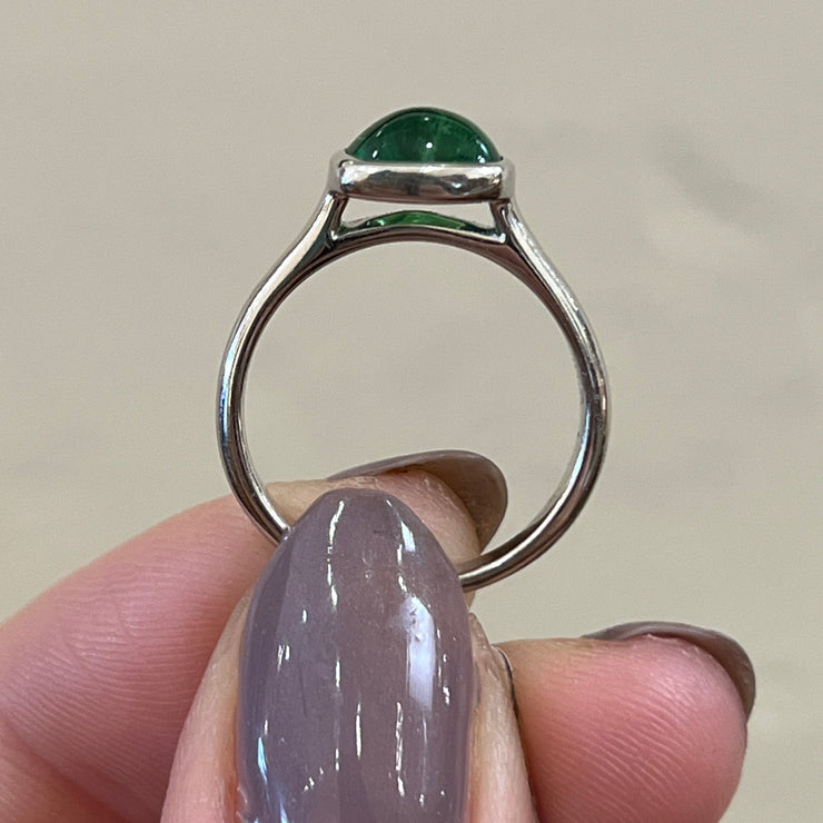 Green Tsavorite Bezel Solitaire Ring