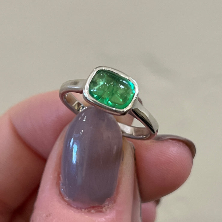 Green Tsavorite Bezel Solitaire Ring