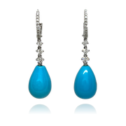 Turquoise & Diamond Dangle Teardrop Earrings