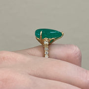 Pear Cabochon Emerald & Diamond Ring 7.66Ct 14KY Cert