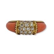 Vintage Van Cleef & Arpels Coral & Diamond Ring