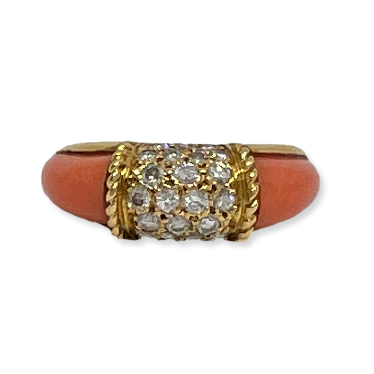 Vintage Van Cleef & Arpels Coral & Diamond Ring