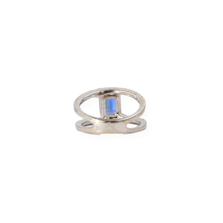Women's Sapphire and Diamond 2 Row Ring Band 14KW