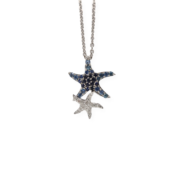 14KW Starfish Pave Diamond and Sapphire Pendant EFFY Estate