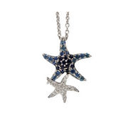 14KW Starfish Pave Diamond and Sapphire Pendant EFFY Estate