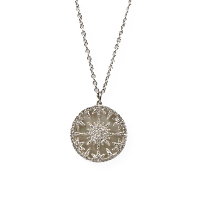 Women's Star Diamond .32cts And Mother Of Pearl 2.88ct Necklaces 14KWG