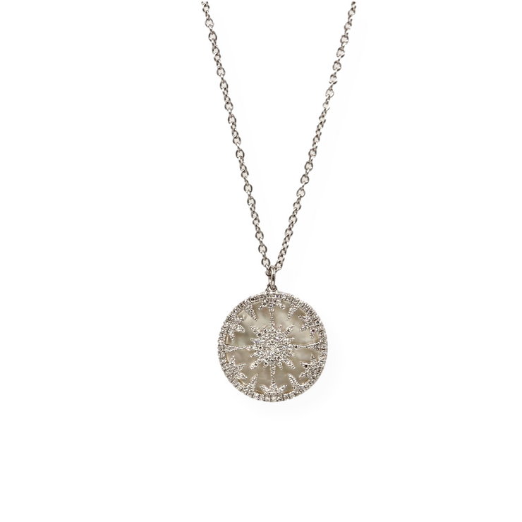 Women's Star Diamond .32cts And Mother Of Pearl 2.88ct Necklaces 14KWG