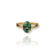 Oval Alexandrite & Pave Diamond Split Shank Ring 1.90CT, .38DTW 18KY