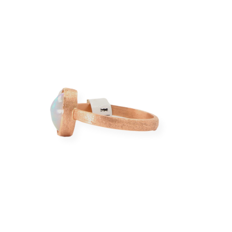 Cabochon Ethiopian Opal Women's Ring Set On 14 Karat  Rose Gold