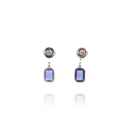 18KW Tanzanite .63 / .08 Diamond and Tanzanite Dangle Bezel Earrings