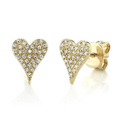 Mark Areias Jewelers Jewellery & Watches 0.14CT 14K YELLOW GOLD DIAMOND PAVE HEART STUD EARRING