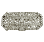 Mark Areias Jewelers Jewellery & Watches Antique Edwardian Filigree Platinum Diamond Brooch 3.70 Carat