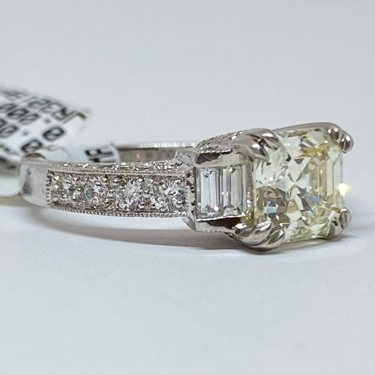 Mark Areias Jewelers Jewellery & Watches Asscher Cut Diamond Pave Engagement Wedding Ring 2.02CT J, VS1 Platinum