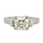 Mark Areias Jewelers Jewellery & Watches Asscher Cut Diamond Pave Engagement Wedding Ring 2.02CT J, VS1 Platinum