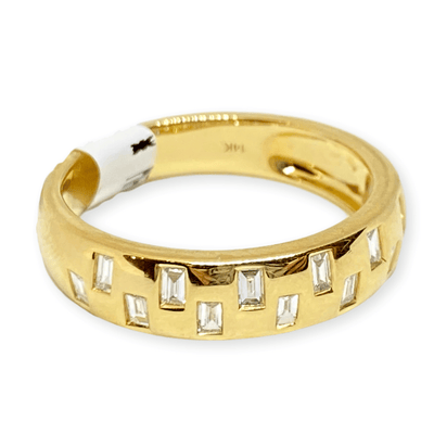 Mark Areias Jewelers Jewellery & Watches Baguette Flush Set Diamond Band Ring 14K Yellow Gold .28CTW