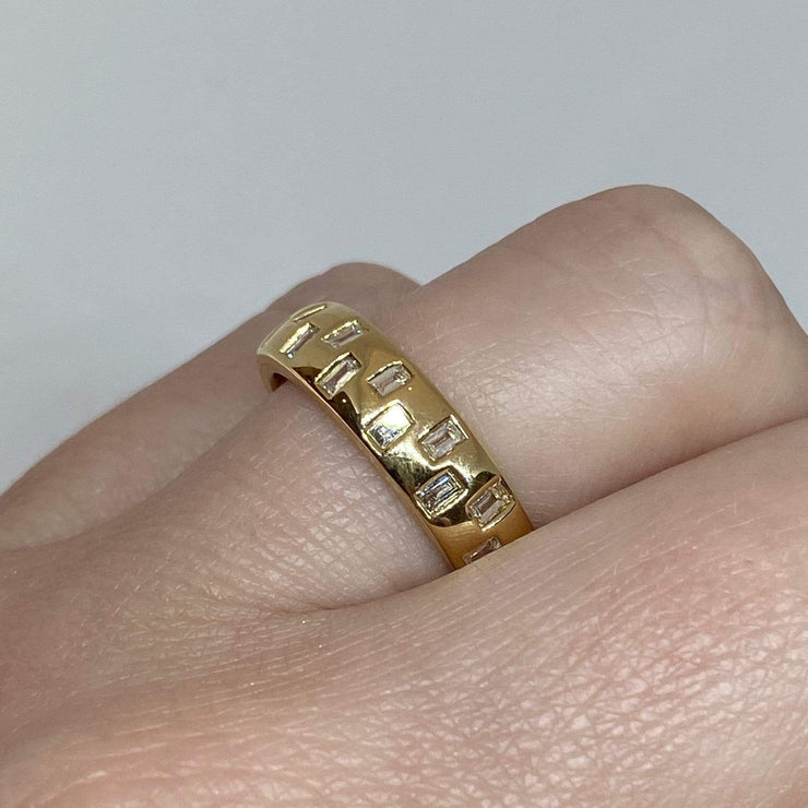Mark Areias Jewelers Jewellery & Watches Baguette Flush Set Diamond Band Ring 14K Yellow Gold .28CTW