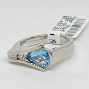 Mark Areias Jewelers Jewellery & Watches Blue Pear Aquamarine & Diamond Ring Channel Set 18K White Gold .95 Carat