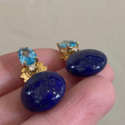 Mark Areias Jewelers Jewellery & Watches "Bonbon" Earrings with Natural Blue Lapis and Blue Topaz, 18K Yellow Gold