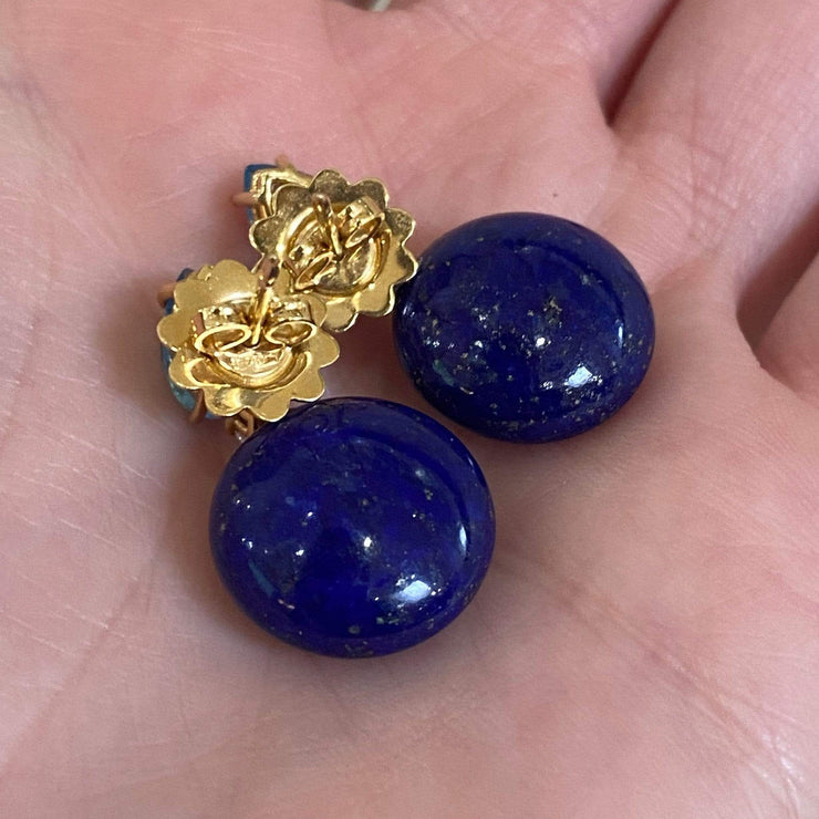 Mark Areias Jewelers Jewellery & Watches "Bonbon" Earrings with Natural Blue Lapis and Blue Topaz, 18K Yellow Gold