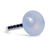 Mark Areias Jewelers Jewellery & Watches "Bonbon" Ring with Natural Blue Chalcedony and Iolite, 18K White Gold