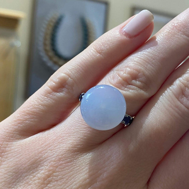 Mark Areias Jewelers Jewellery & Watches "Bonbon" Ring with Natural Blue Chalcedony and Iolite, 18K White Gold
