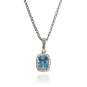 Mark Areias Jewelers Jewellery & Watches Cushion Aquamarine & Diamond Pendant 14K White Gold 2.17 Carat