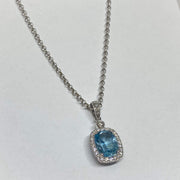 Mark Areias Jewelers Jewellery & Watches Cushion Aquamarine & Diamond Pendant 14K White Gold 2.17 Carat