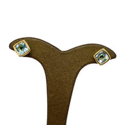 Mark Areias Jewelers Jewellery & Watches Cushion Blue Topaz Bezel Post Earrings 18K Yellow Gold 3.50 CTW