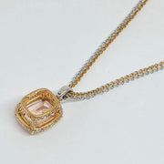 Mark Areias Jewelers Jewellery & Watches Cushion Pink Morganite & Diamond Pendant 18K Rose & White Gold 9x11mm