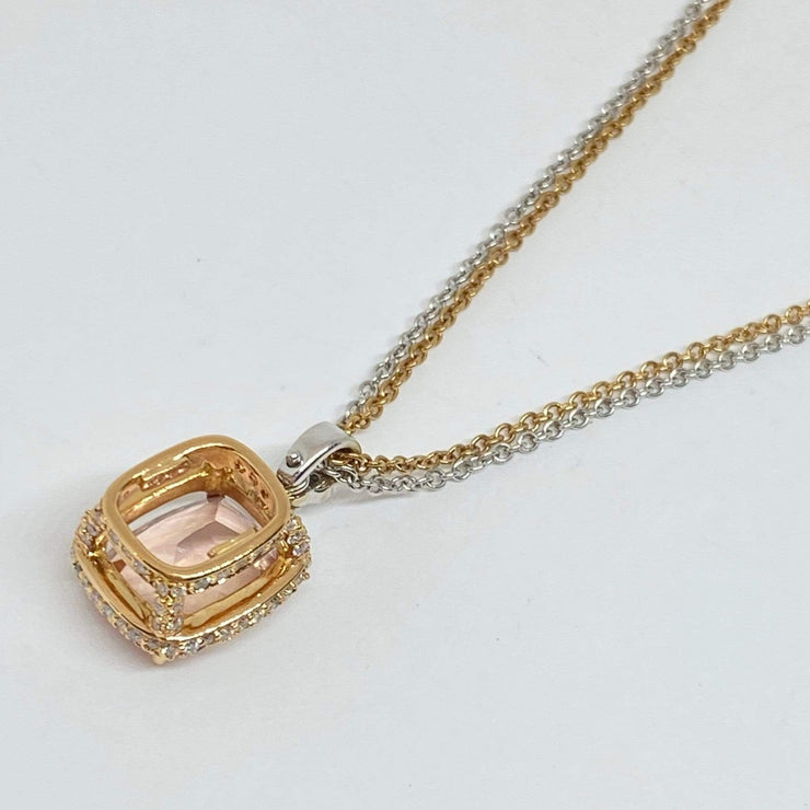 Mark Areias Jewelers Jewellery & Watches Cushion Pink Morganite & Diamond Pendant 18K Rose & White Gold 9x11mm