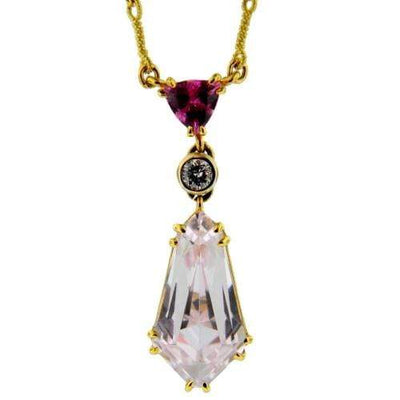 Mark Areias Jewelers Jewellery & Watches Custom Handmade 14.49CT Kunzite, Pink Sapphire, Diamond 18K Two-Tone Necklace
