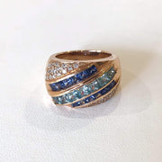 Mark Areias Jewelers Jewellery & Watches Custom Handmade Blue Sapphire & Blue Zircon 18K Rose Gold Ring