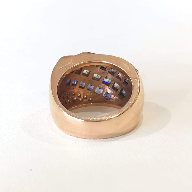 Mark Areias Jewelers Jewellery & Watches Custom Handmade Blue Sapphire & Blue Zircon 18K Rose Gold Ring