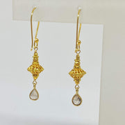 Mark Areias Jewelers Jewellery & Watches Dainty Pear Shape Champagne Diamond Bali Dangle Earrings 18K Yellow Gold