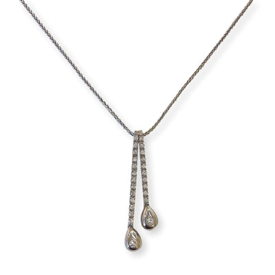 Mark Areias Jewelers Jewellery & Watches Diamond Lariat Drop Pear Shape Pave Necklace on Chain 14K .35ctw