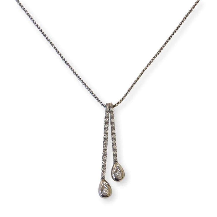 Mark Areias Jewelers Jewellery & Watches Diamond Lariat Drop Pear Shape Pave Necklace on Chain 14K .35ctw