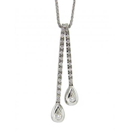 Mark Areias Jewelers Jewellery & Watches Diamond Lariat Drop Pear Shape Pave Necklace on Chain 14K .35ctw