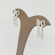 Mark Areias Jewelers Jewellery & Watches Diamond Pave Bow Tassel Dangle Drop Post Earrings 18K White Gold .33CTW