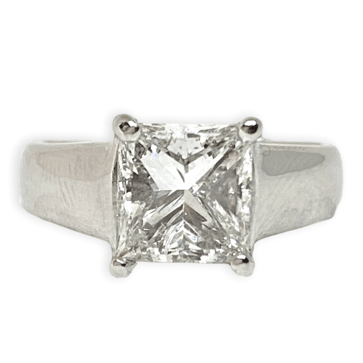 Mark Areias Jewelers Jewellery & Watches Diamond Princess Cut Cathedral Solitaire Engagement Wedding Ring 2CT Platinum